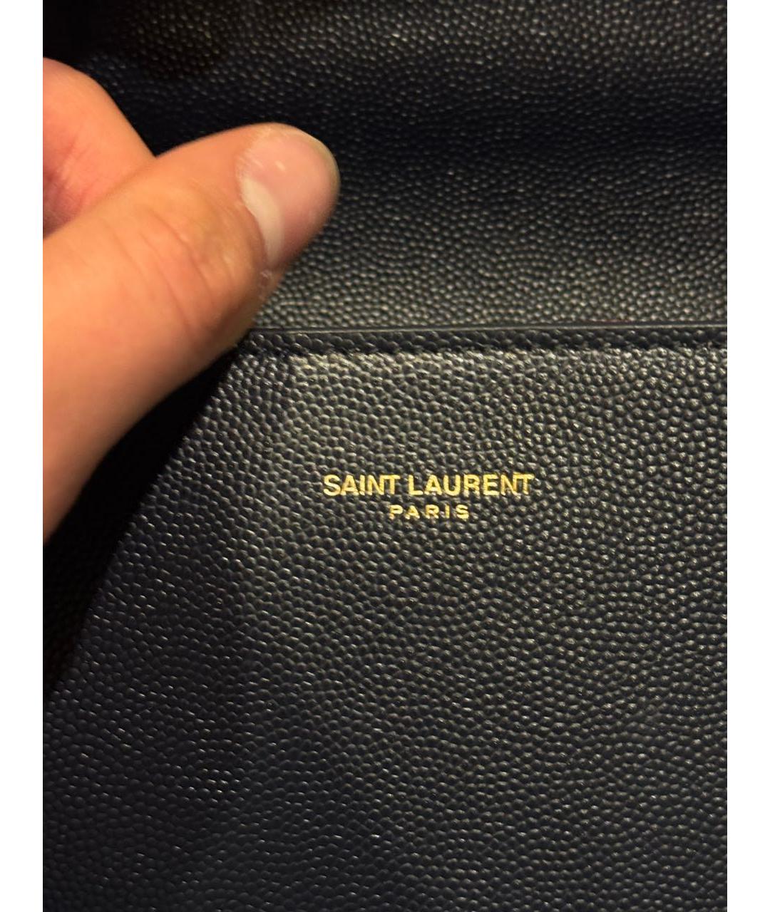 SAINT LAURENT Темно-синяя кожаная сумка через плечо, фото 3