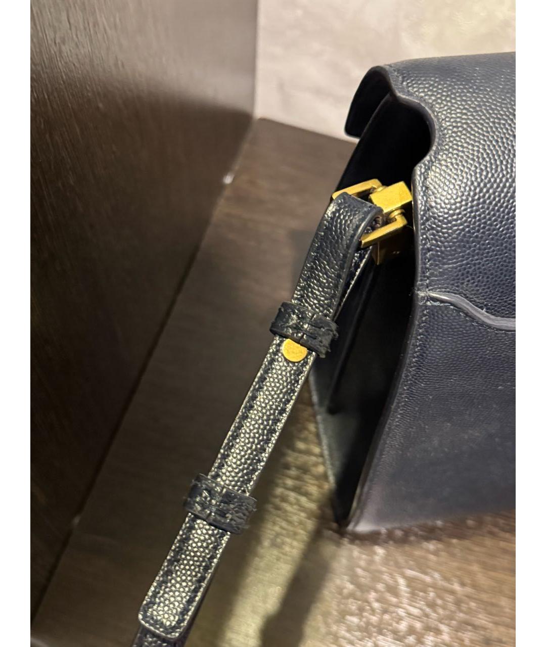 SAINT LAURENT Темно-синяя кожаная сумка через плечо, фото 5