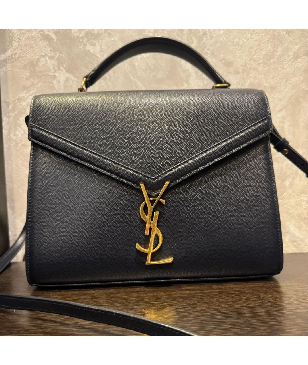 SAINT LAURENT Темно-синяя кожаная сумка через плечо, фото 6