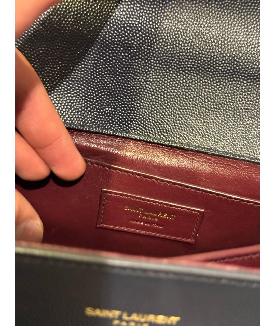 SAINT LAURENT Темно-синяя кожаная сумка через плечо, фото 4