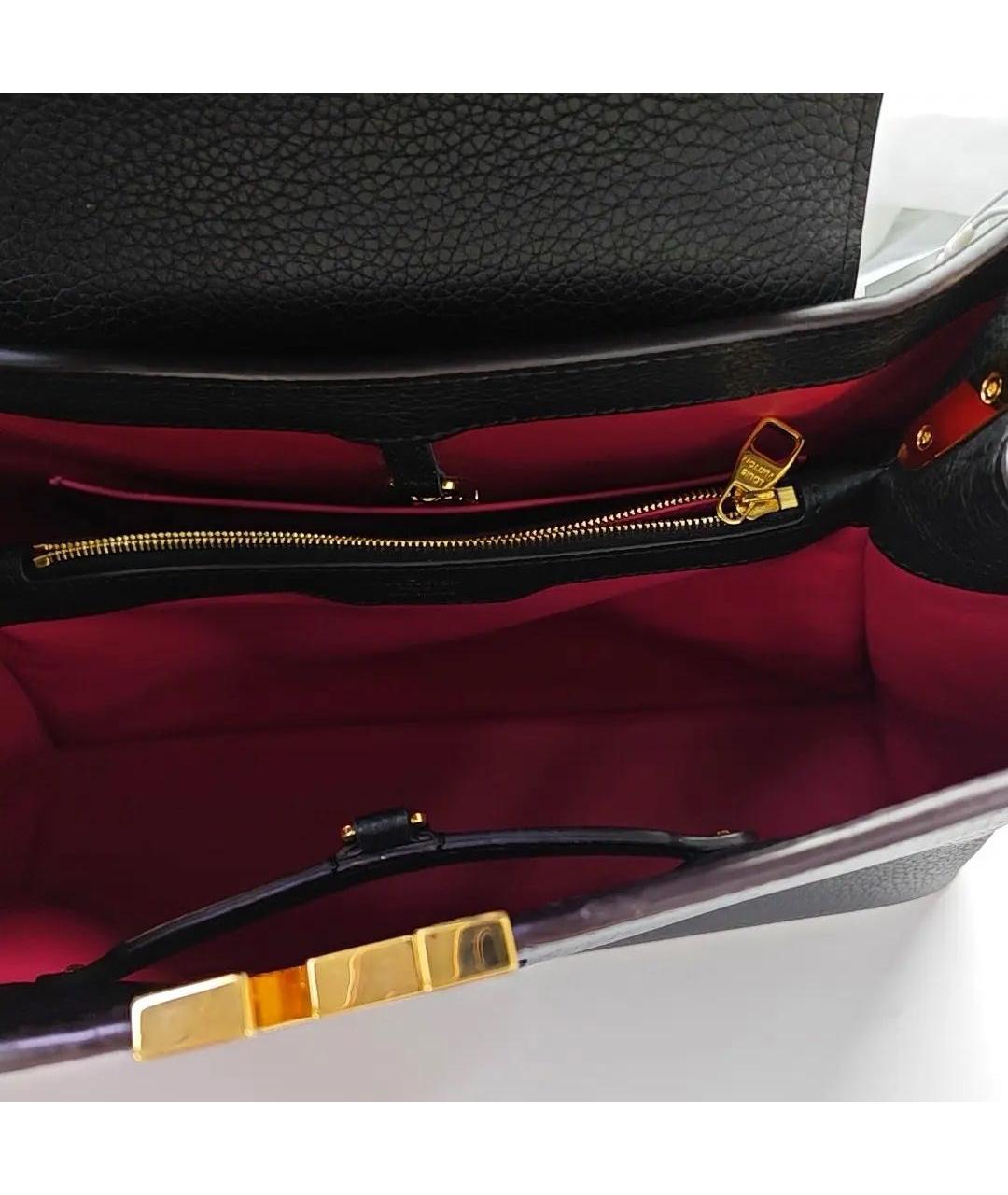 LOUIS VUITTON Черная кожаная сумка с короткими ручками, фото 6