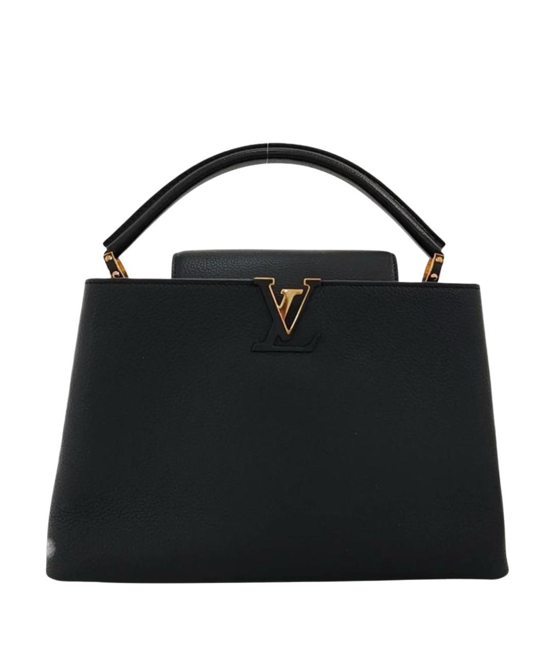 LOUIS VUITTON Черная кожаная сумка с короткими ручками, фото 1