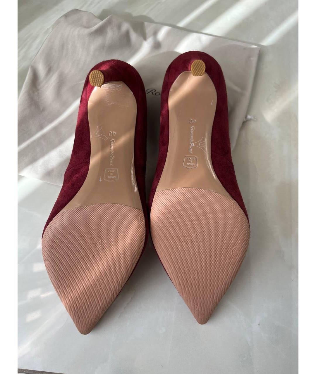 GIANVITO ROSSI Бордовые замшевые туфли, фото 2