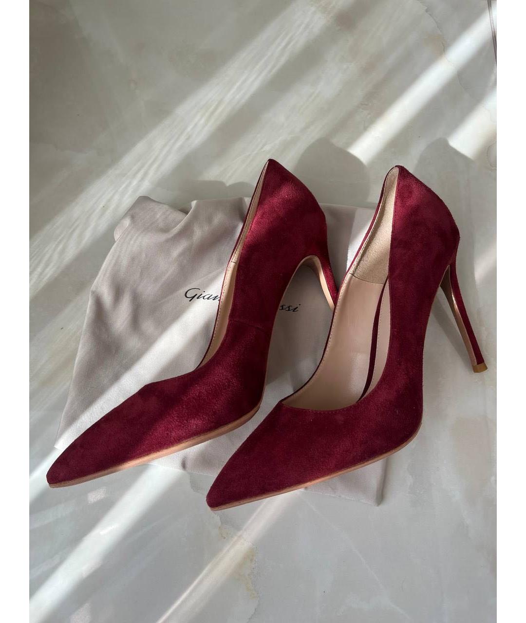 GIANVITO ROSSI Бордовые замшевые туфли, фото 5