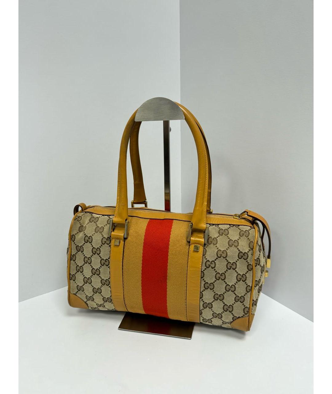 GUCCI Бежевая тканевая сумка тоут, фото 3