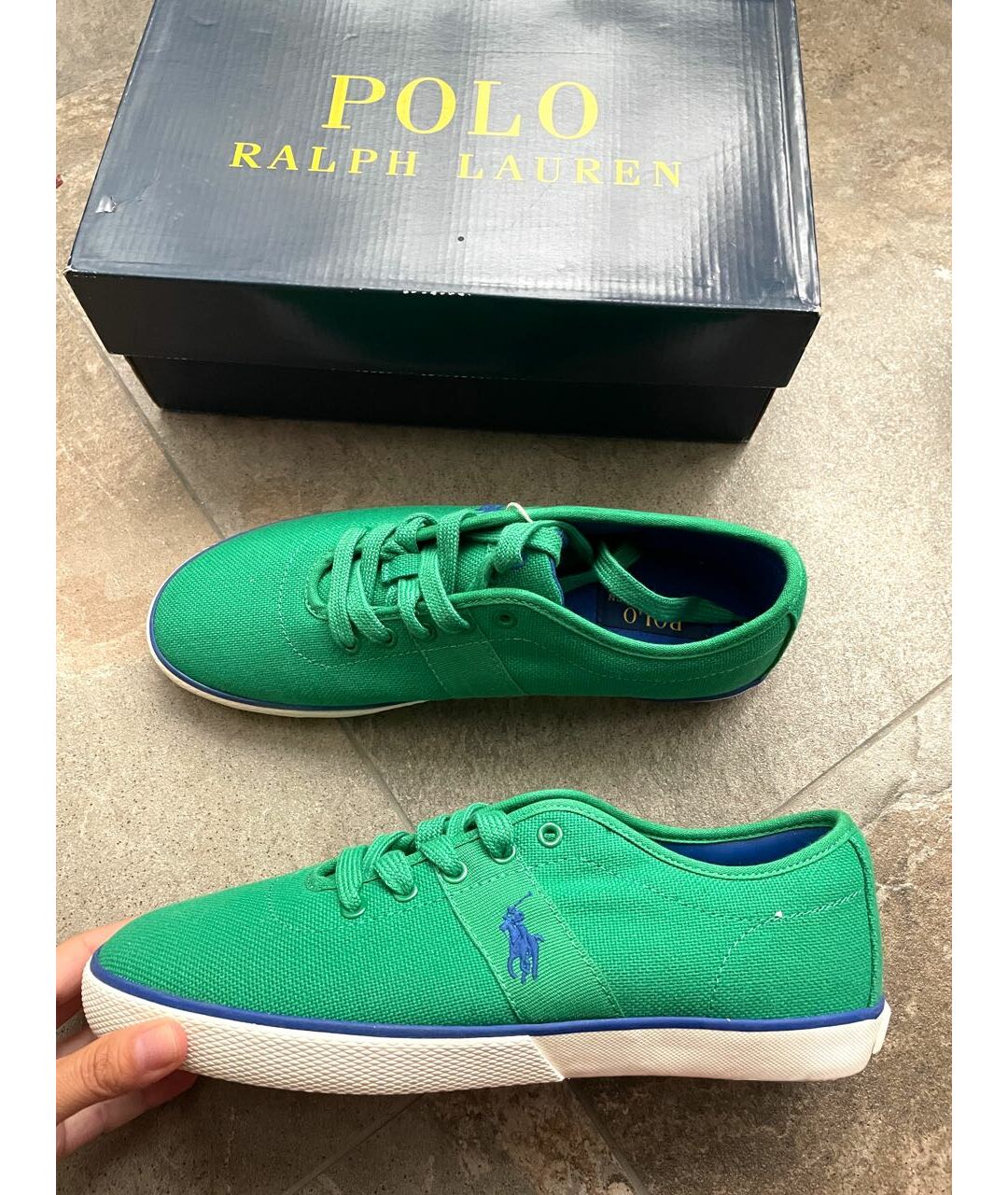 POLO RALPH LAUREN Зеленые текстильные низкие кроссовки / кеды, фото 6