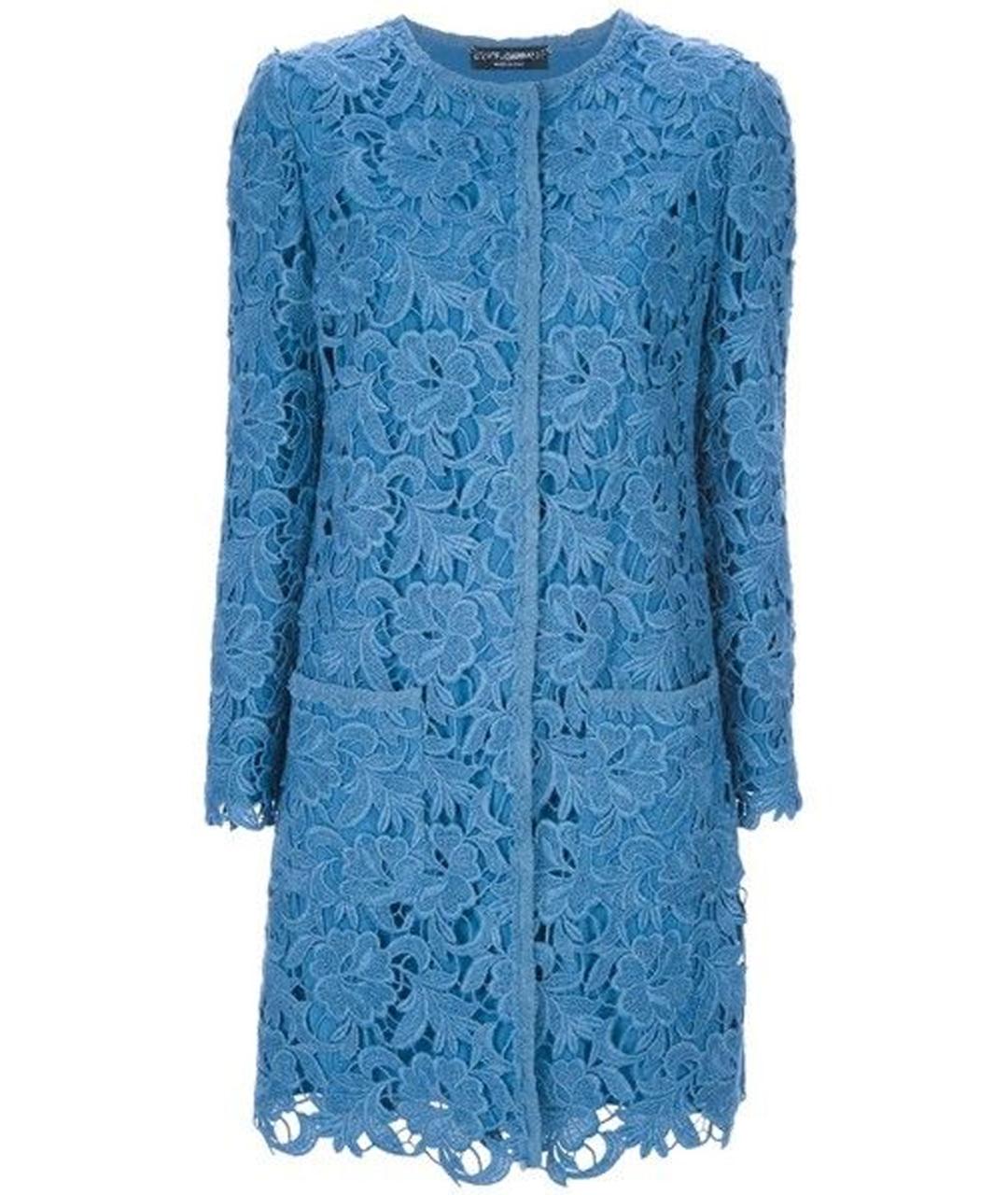 DOLCE&GABBANA Синее шерстяное пальто, фото 1