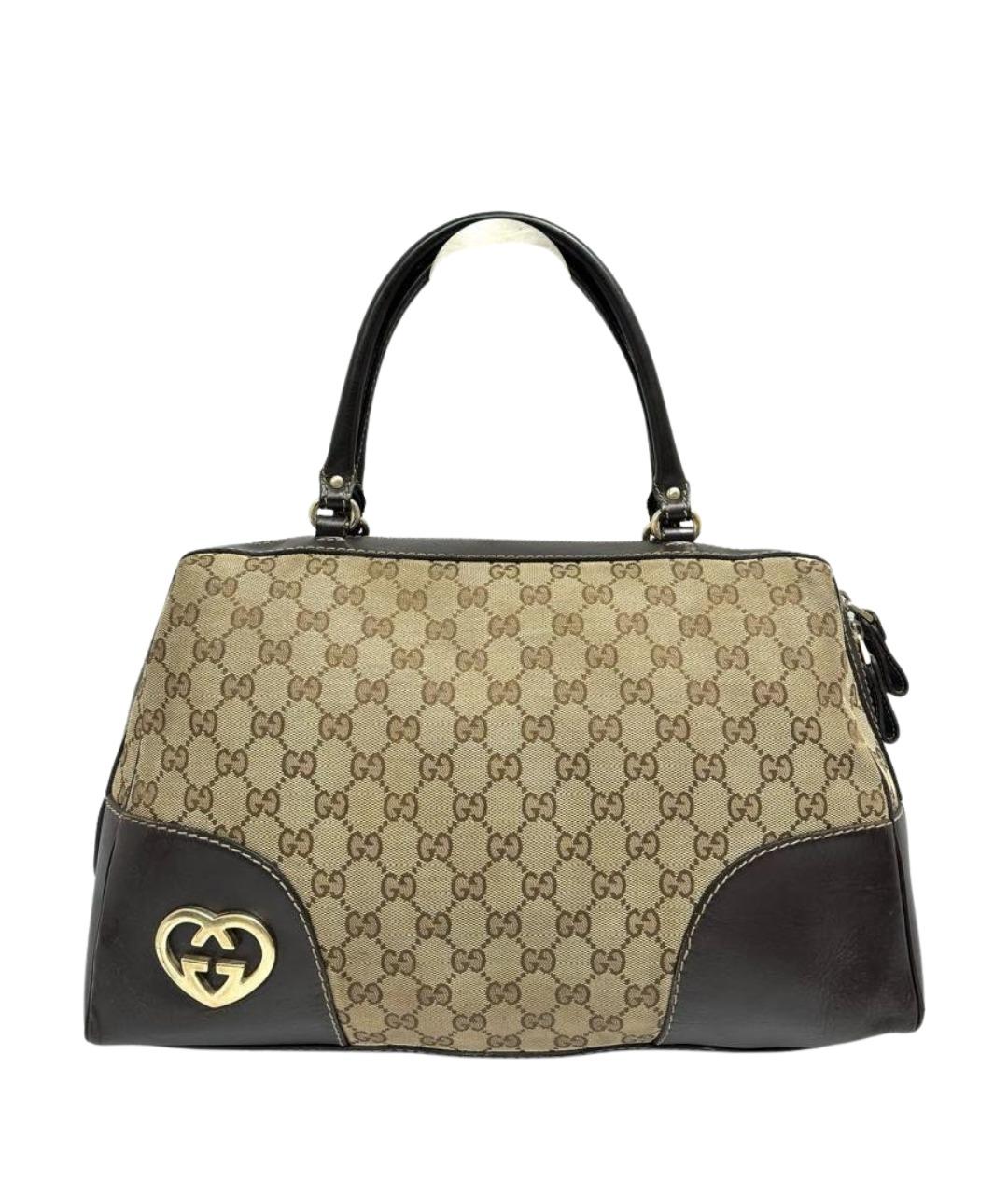 GUCCI Бежевая тканевая сумка с короткими ручками, фото 1