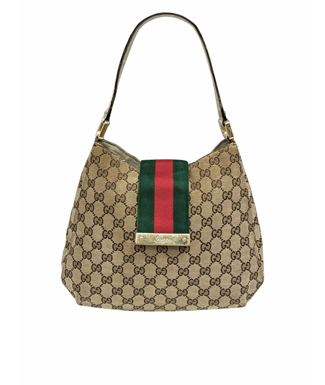 GUCCI Бежевая тканевая сумка через плечо, фото 1