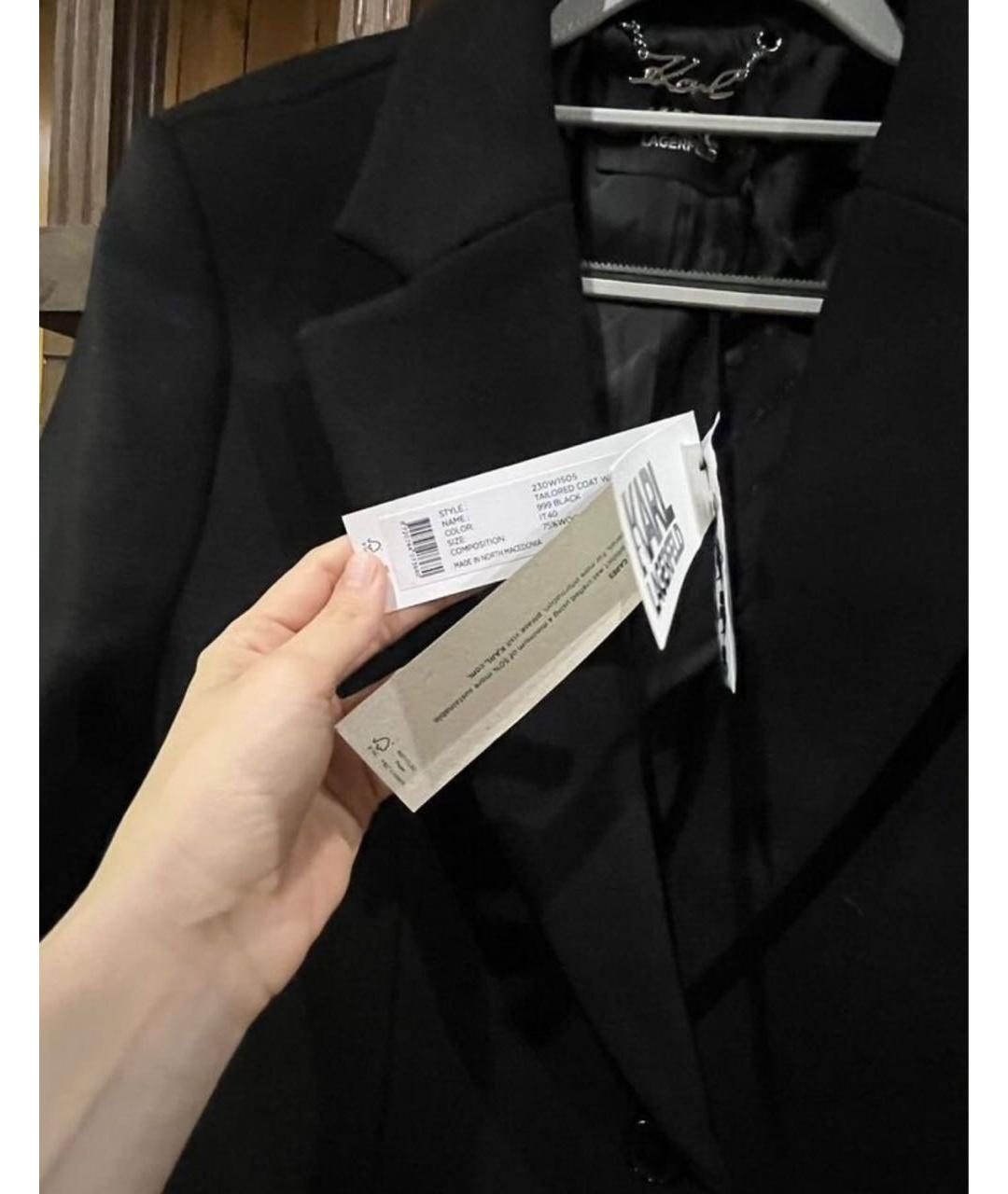 KARL LAGERFELD Черное шерстяное пальто, фото 4