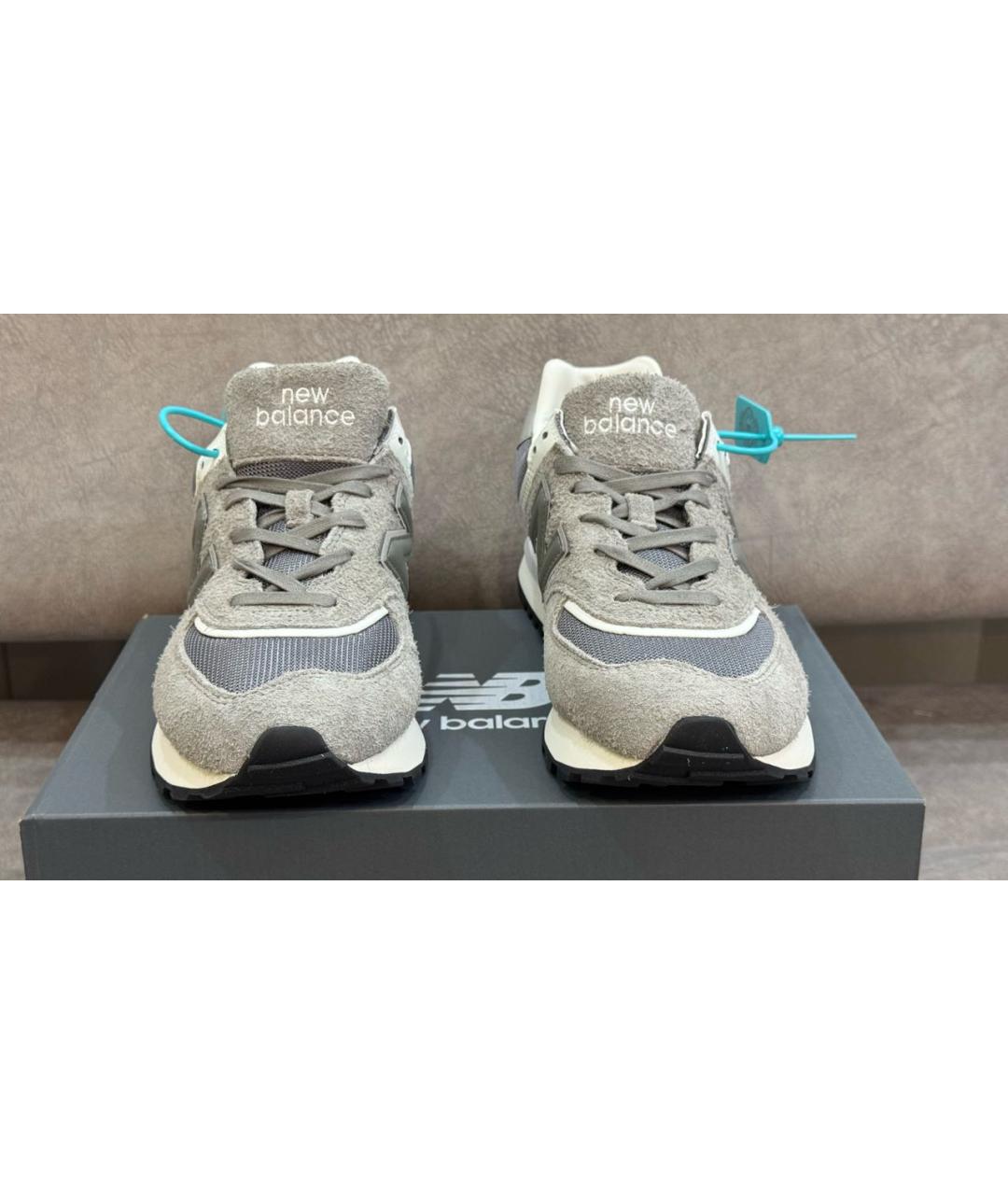 NEW BALANCE Серые замшевые низкие кроссовки / кеды, фото 2