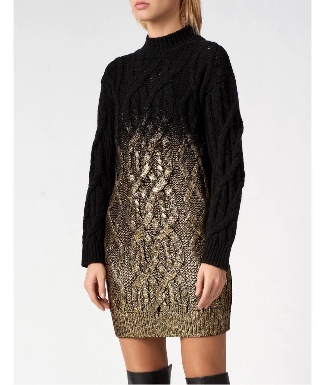 PINKO Черное шерстяное повседневное платье, фото 6