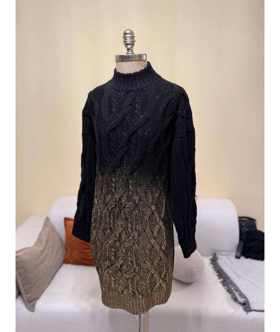 PINKO Черное шерстяное повседневное платье, фото 3