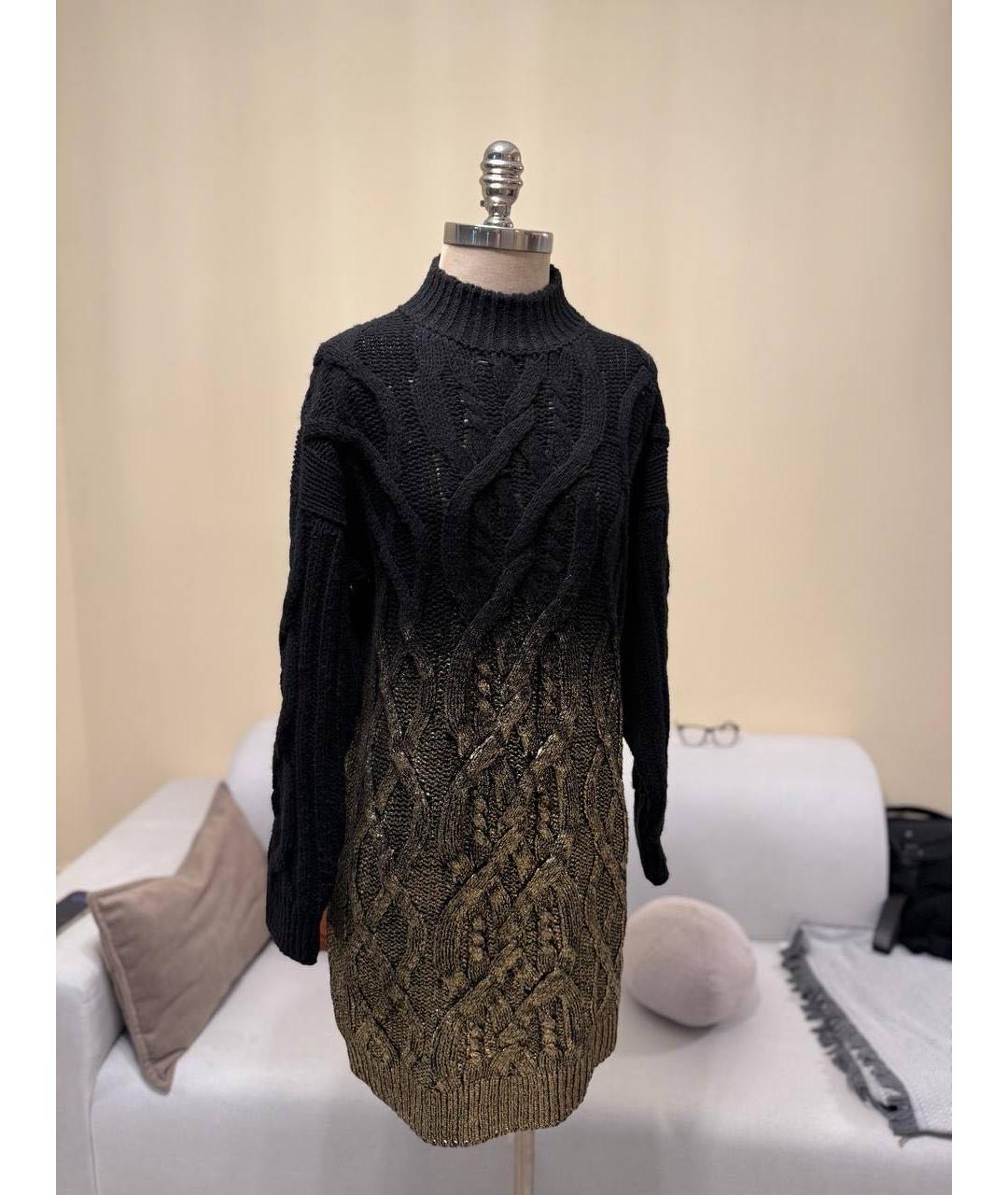 PINKO Черное шерстяное повседневное платье, фото 7