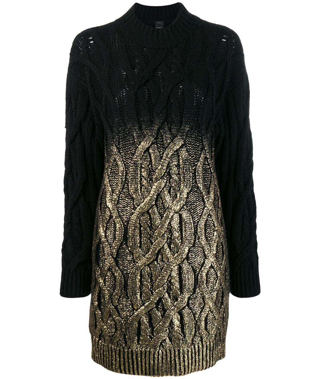 PINKO Черное шерстяное повседневное платье, фото 1