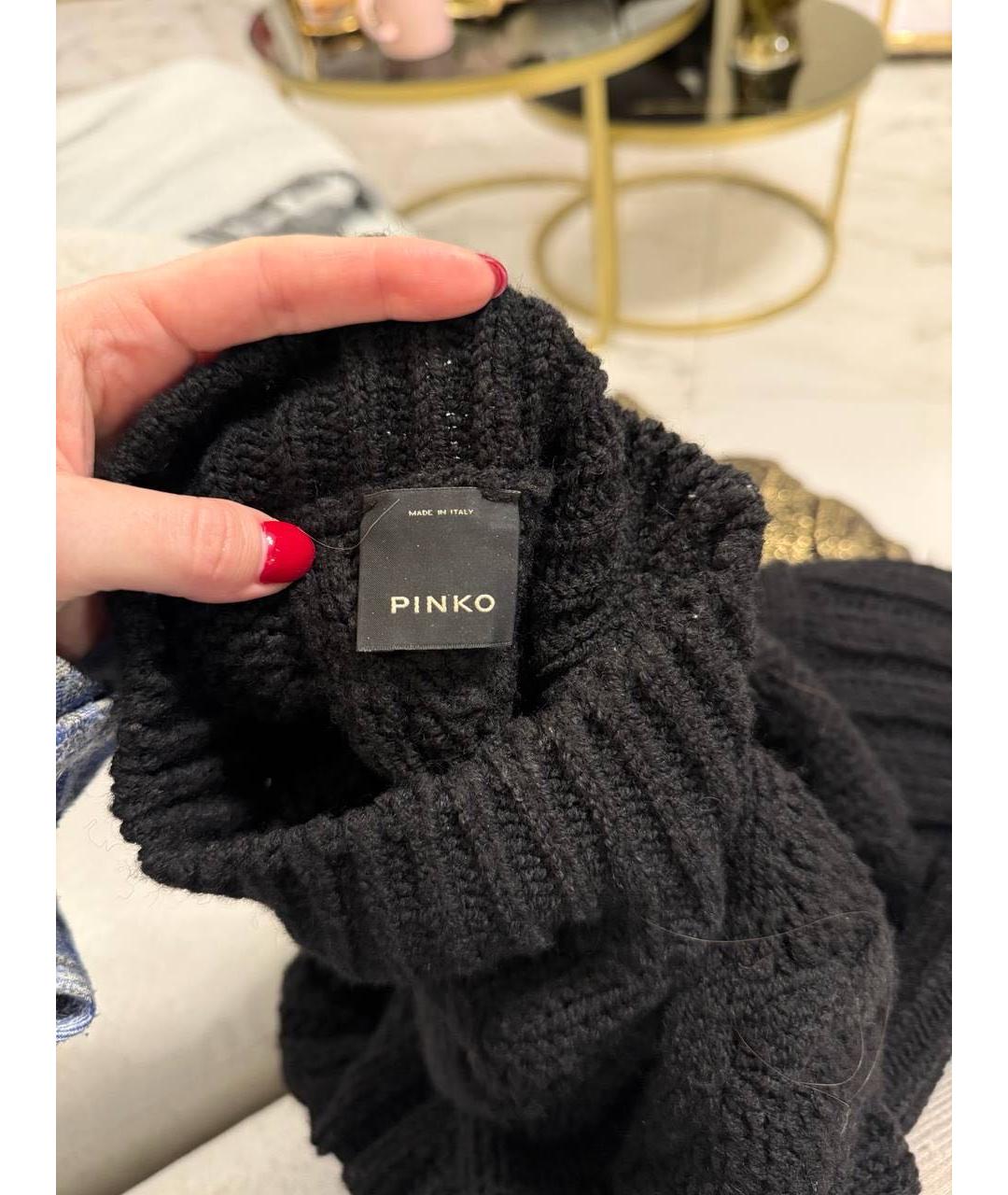 PINKO Черное шерстяное повседневное платье, фото 4