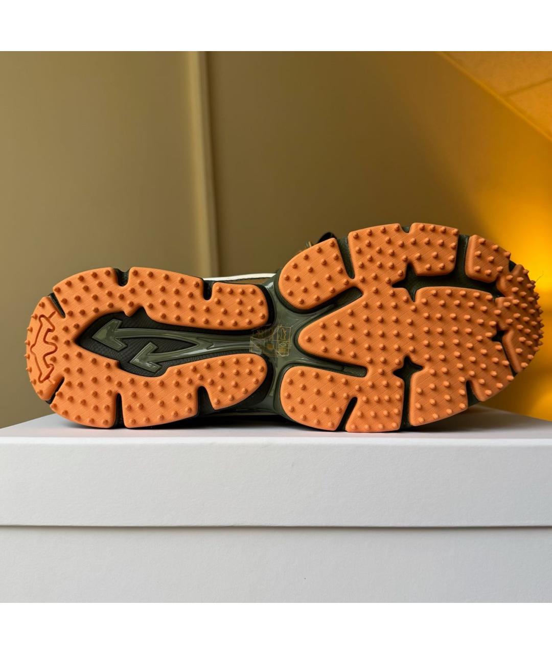 OFF-WHITE Хаки кожаные низкие кроссовки / кеды, фото 8