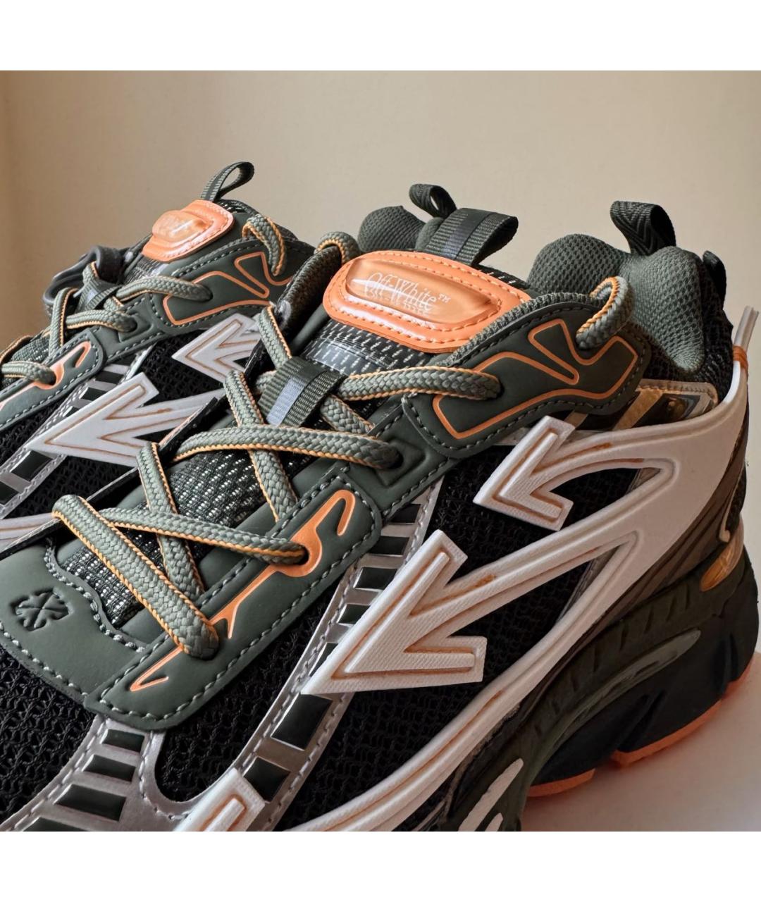 OFF-WHITE Хаки кожаные низкие кроссовки / кеды, фото 5