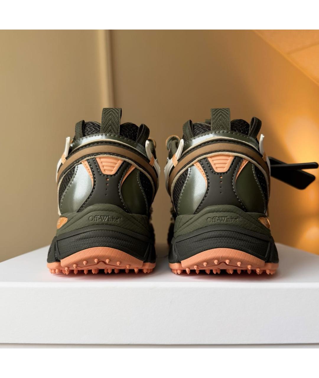 OFF-WHITE Хаки кожаные низкие кроссовки / кеды, фото 6