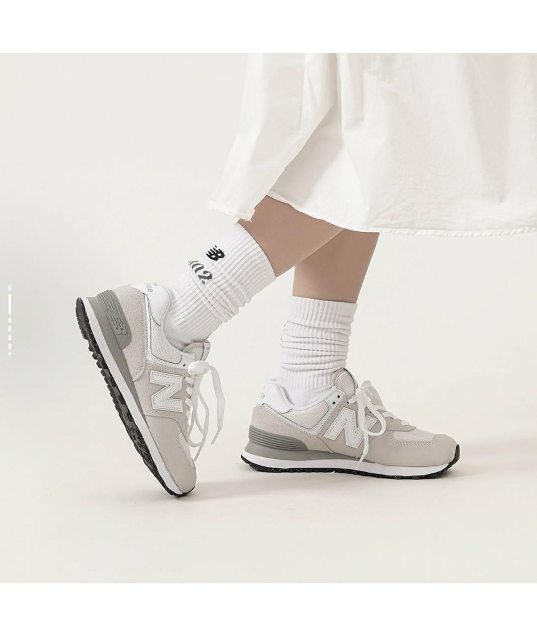 NEW BALANCE Бежевые замшевые низкие кроссовки / кеды, фото 8