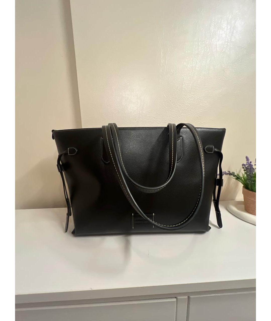 KARL LAGERFELD Черная кожаная сумка тоут, фото 3