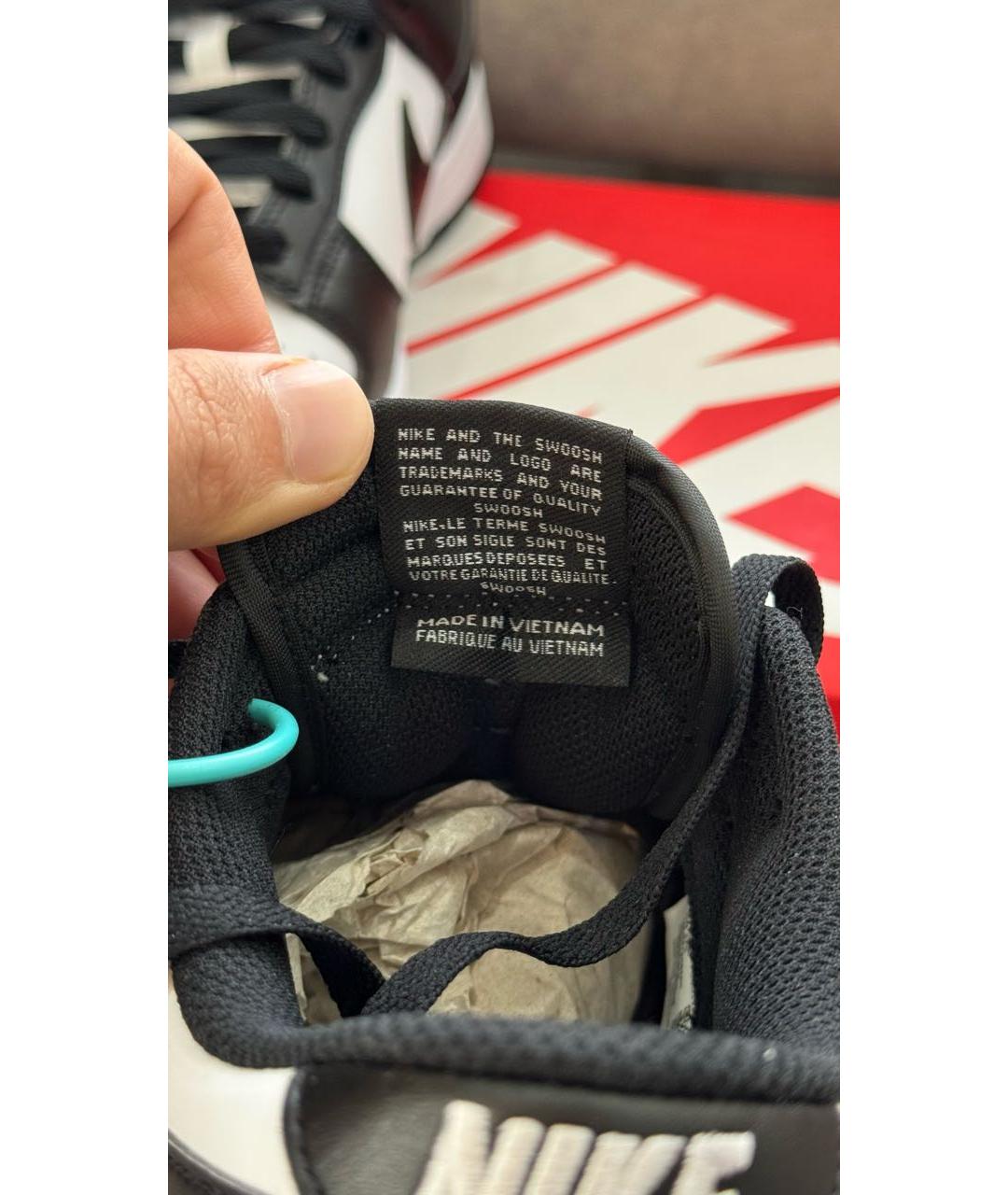 NIKE Черные кожаные низкие кроссовки / кеды, фото 5