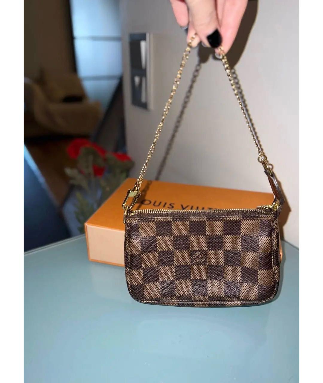 LOUIS VUITTON Коричневая кожаная сумка с короткими ручками, фото 8