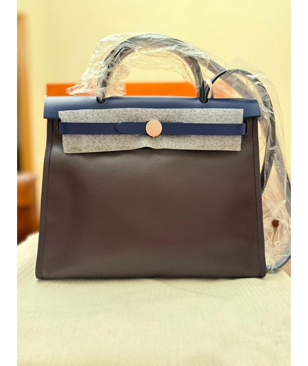 HERMES Бордовая кожаная сумка с короткими ручками, фото 6