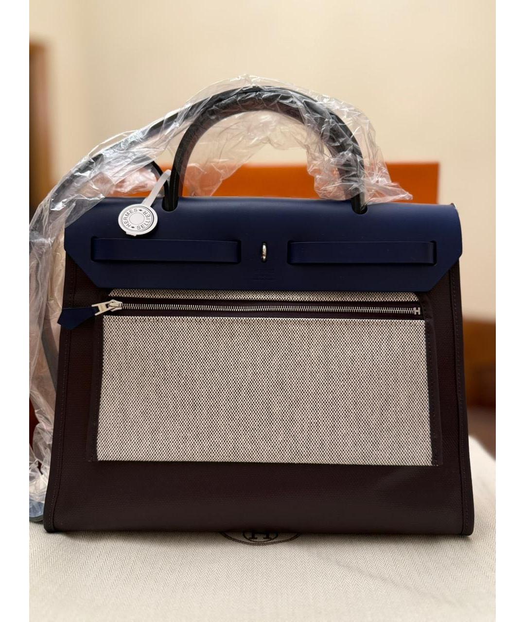 HERMES Бордовая кожаная сумка с короткими ручками, фото 2