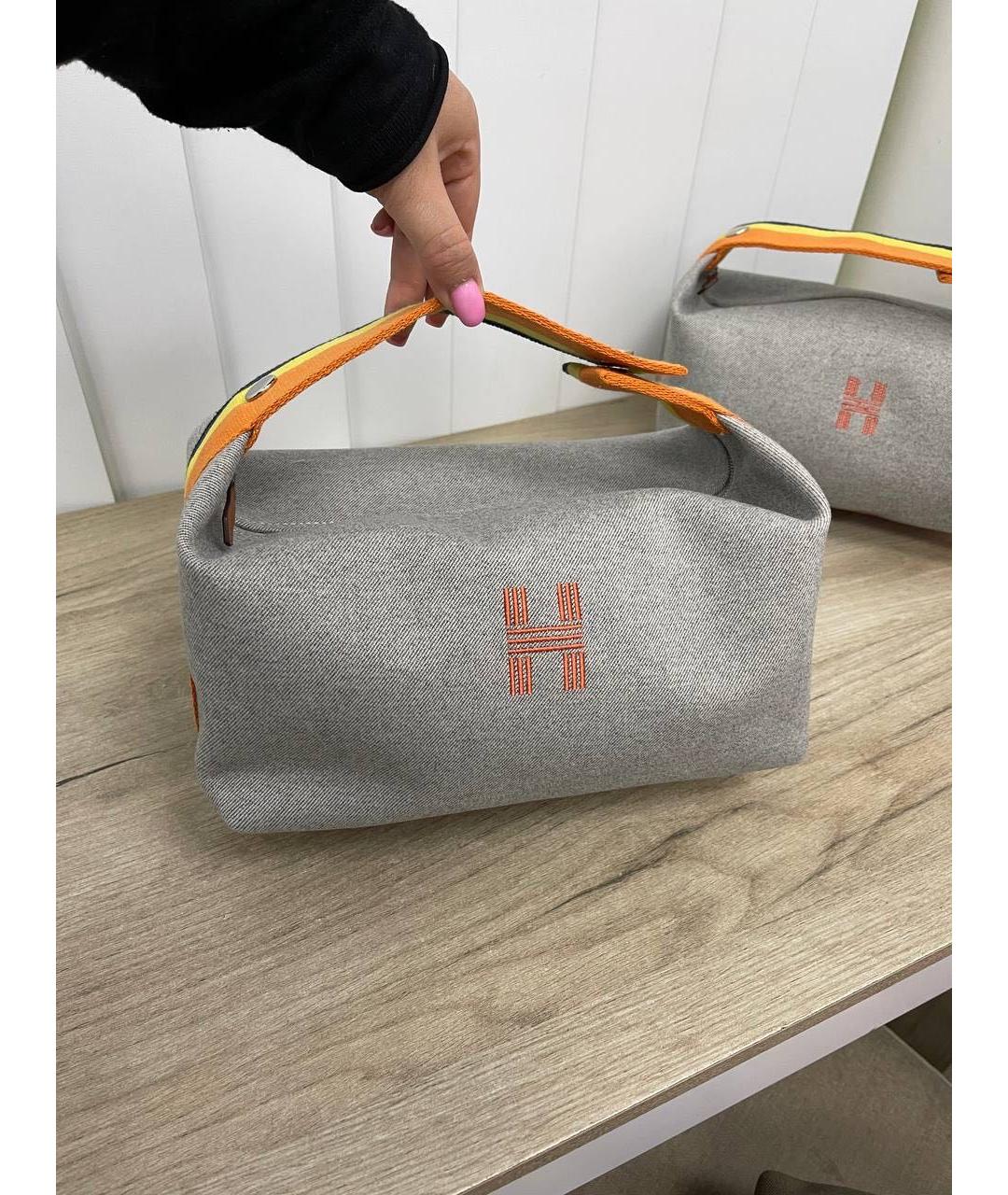 HERMES Серая тканевая косметичка, фото 2