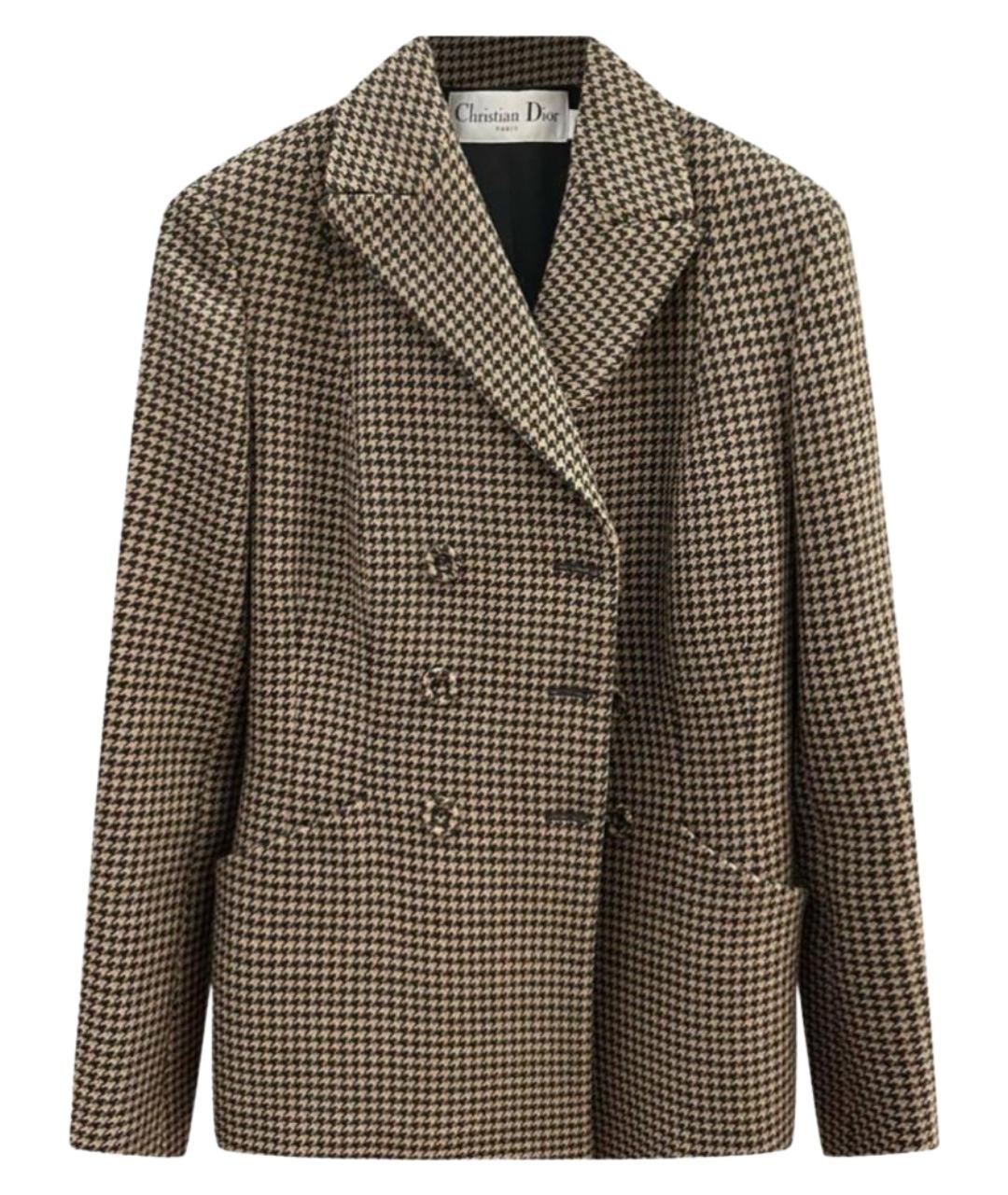 CHRISTIAN DIOR Коричневый шерстяной жакет/пиджак, фото 1