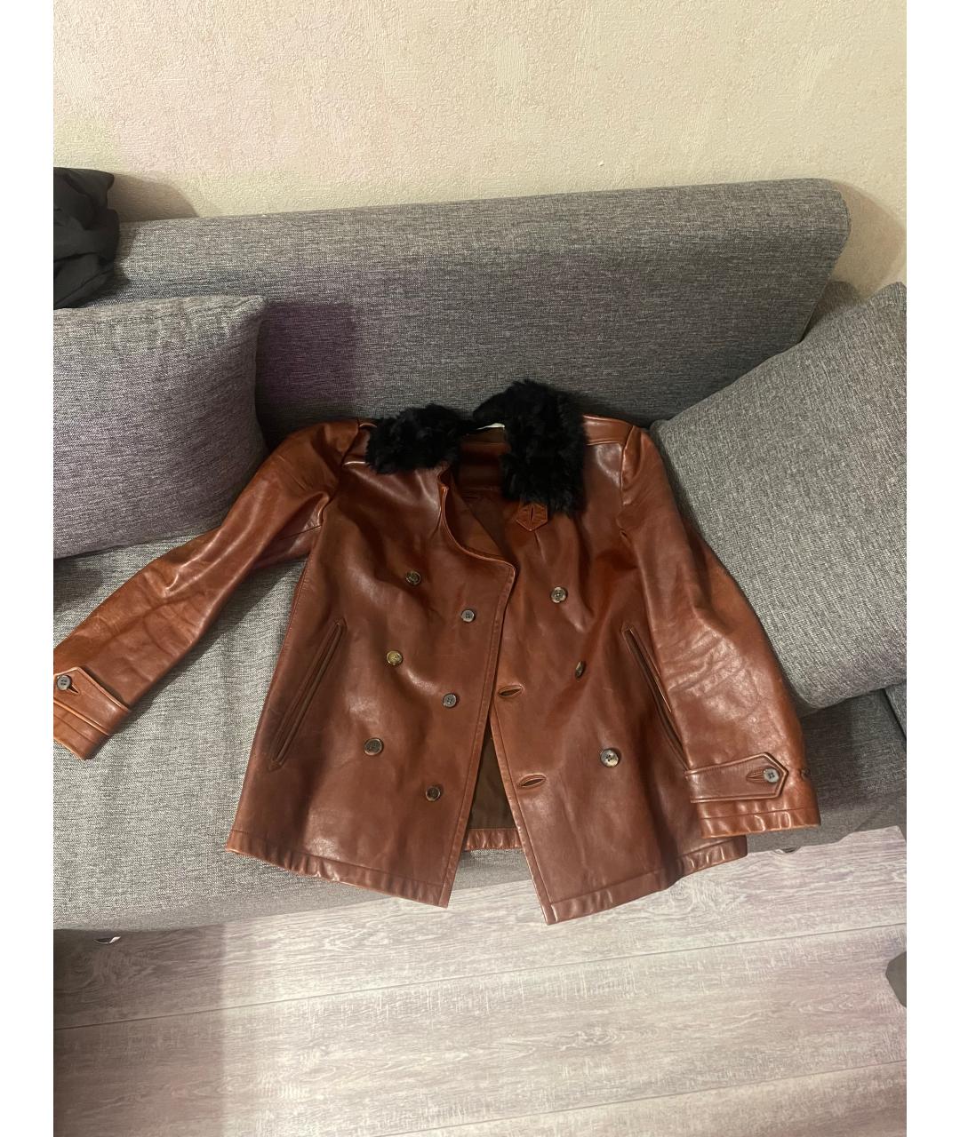 YVES SAINT LAURENT BEAUTY Коричневая кожаная куртка, фото 8