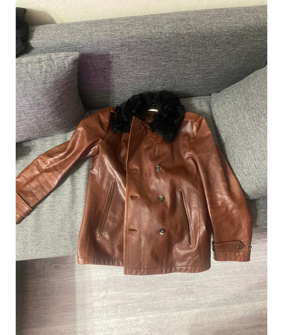 YVES SAINT LAURENT BEAUTY Коричневая кожаная куртка, фото 4