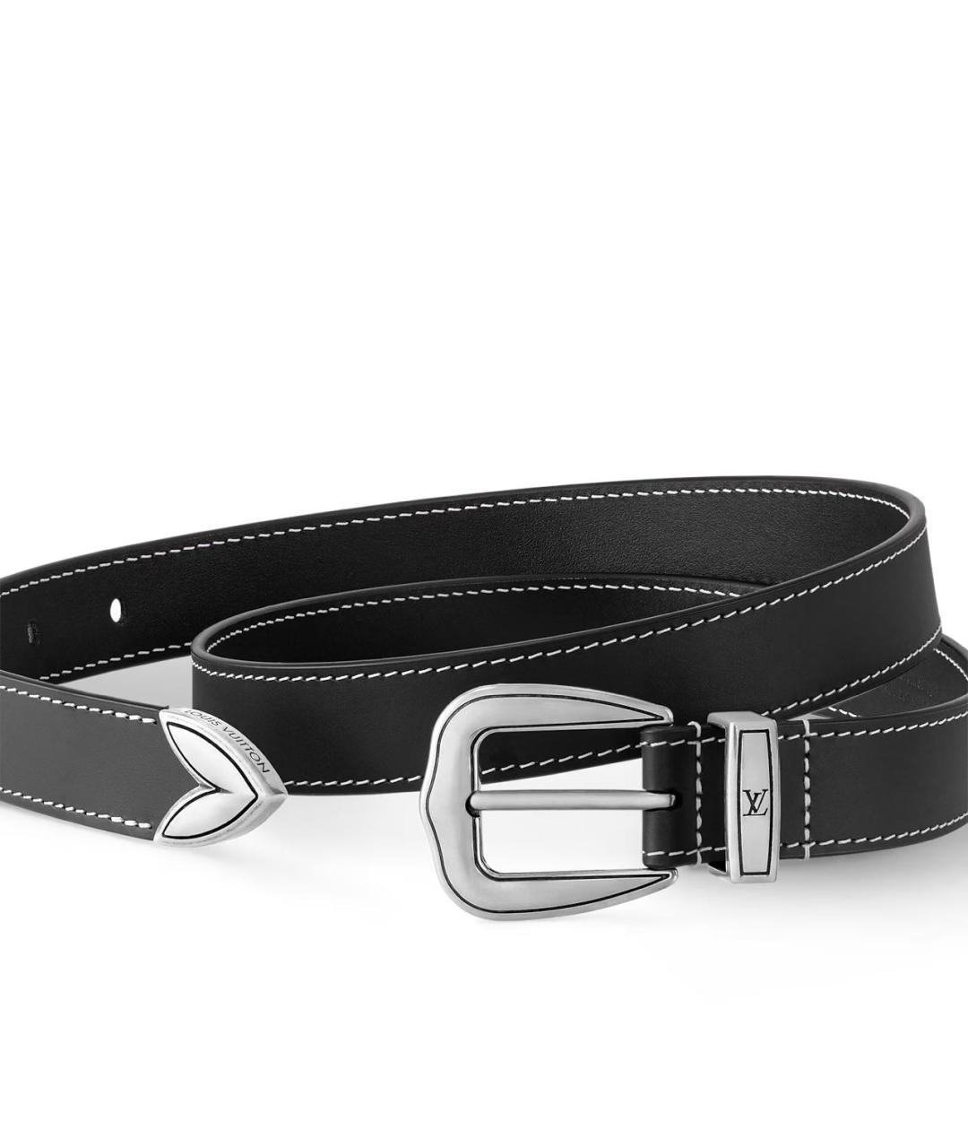 LOUIS VUITTON Черный кожаный ремень, фото 2