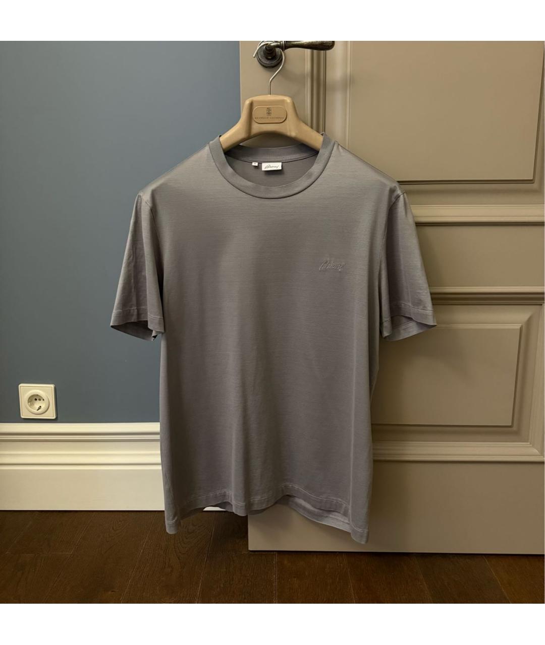 BRIONI Серая хлопковая футболка, фото 3