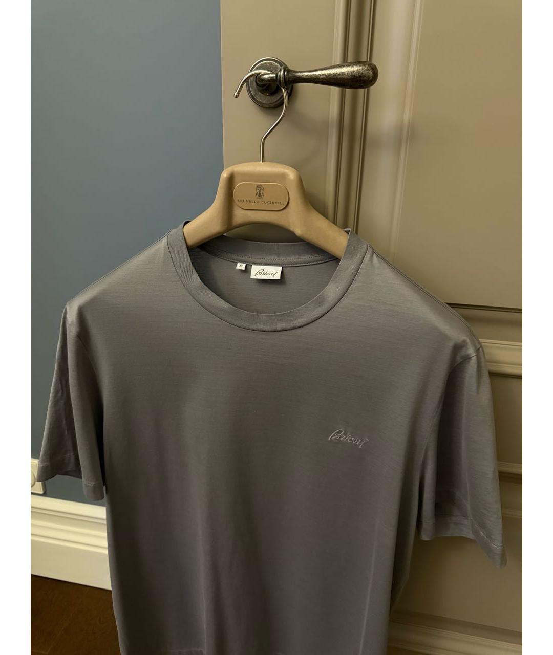 BRIONI Серая хлопковая футболка, фото 2