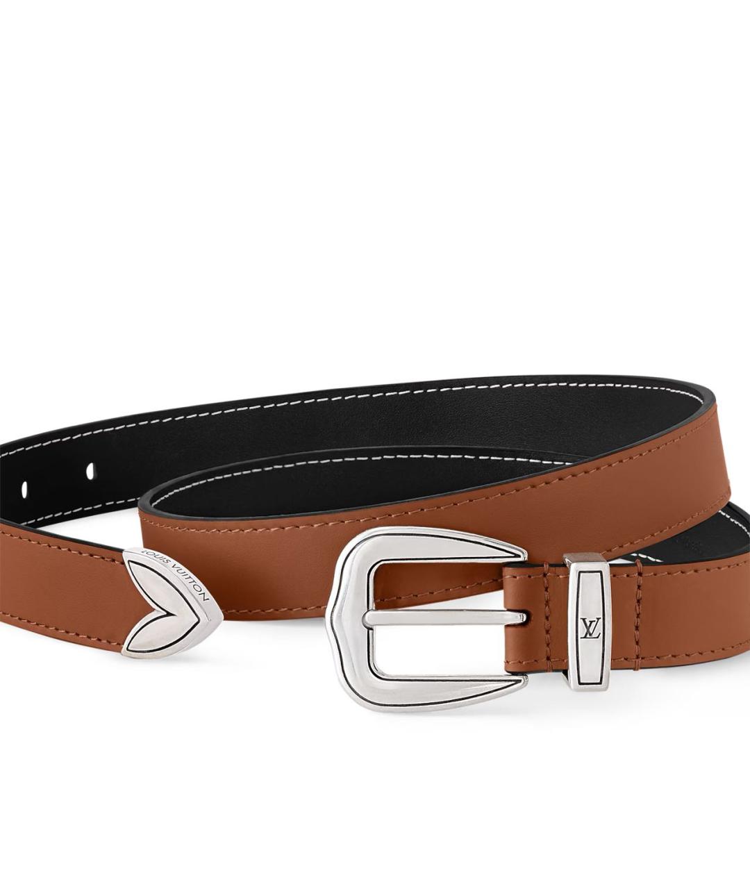 LOUIS VUITTON Коричневый кожаный ремень, фото 2