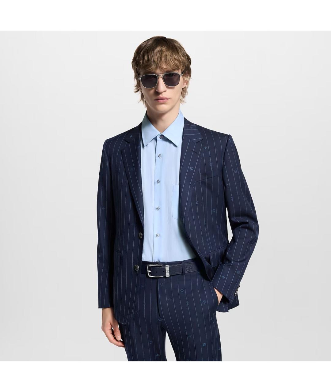 LOUIS VUITTON Темно-синий кожаный ремень, фото 3