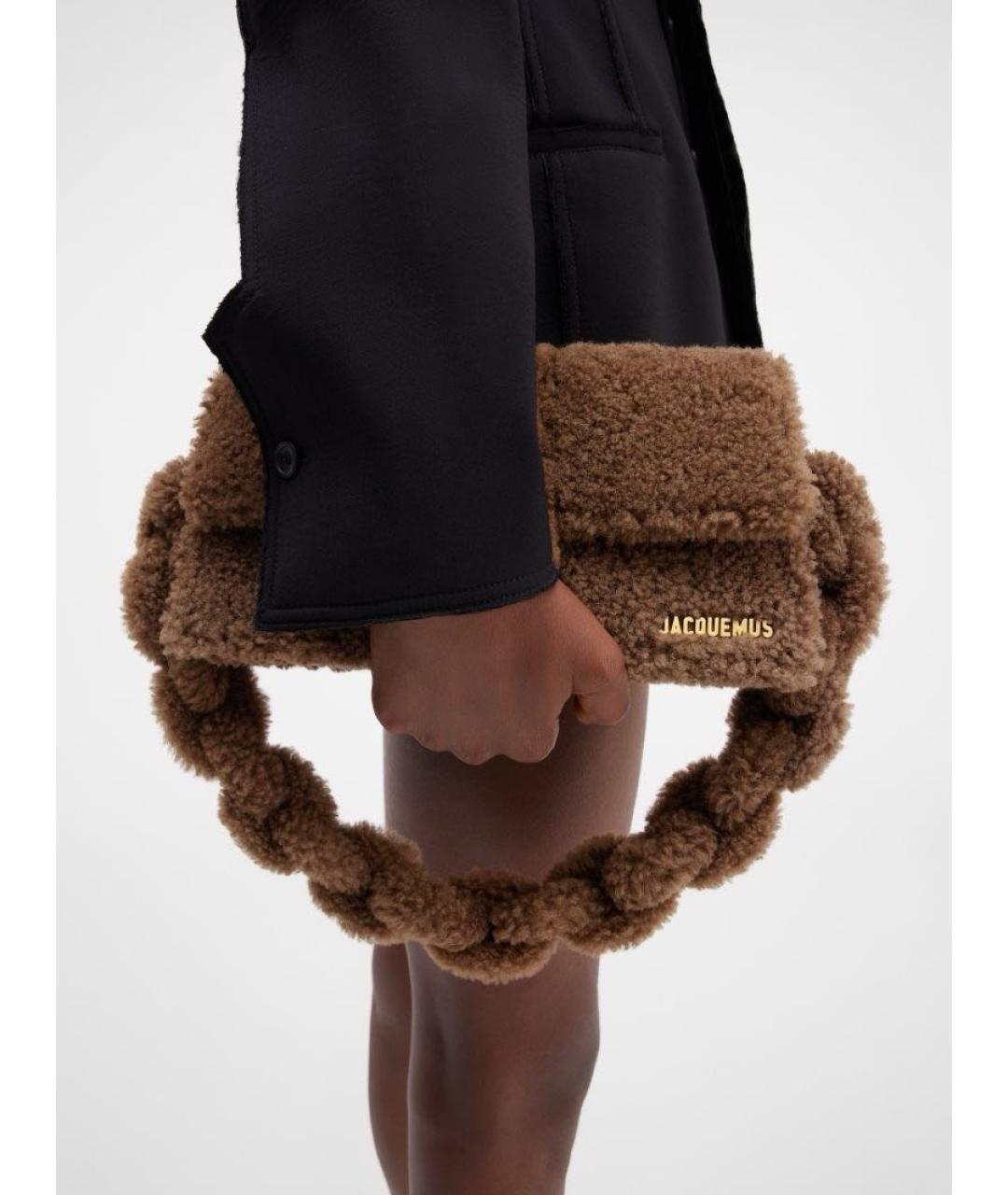 JACQUEMUS Коричневая меховая сумка через плечо, фото 4