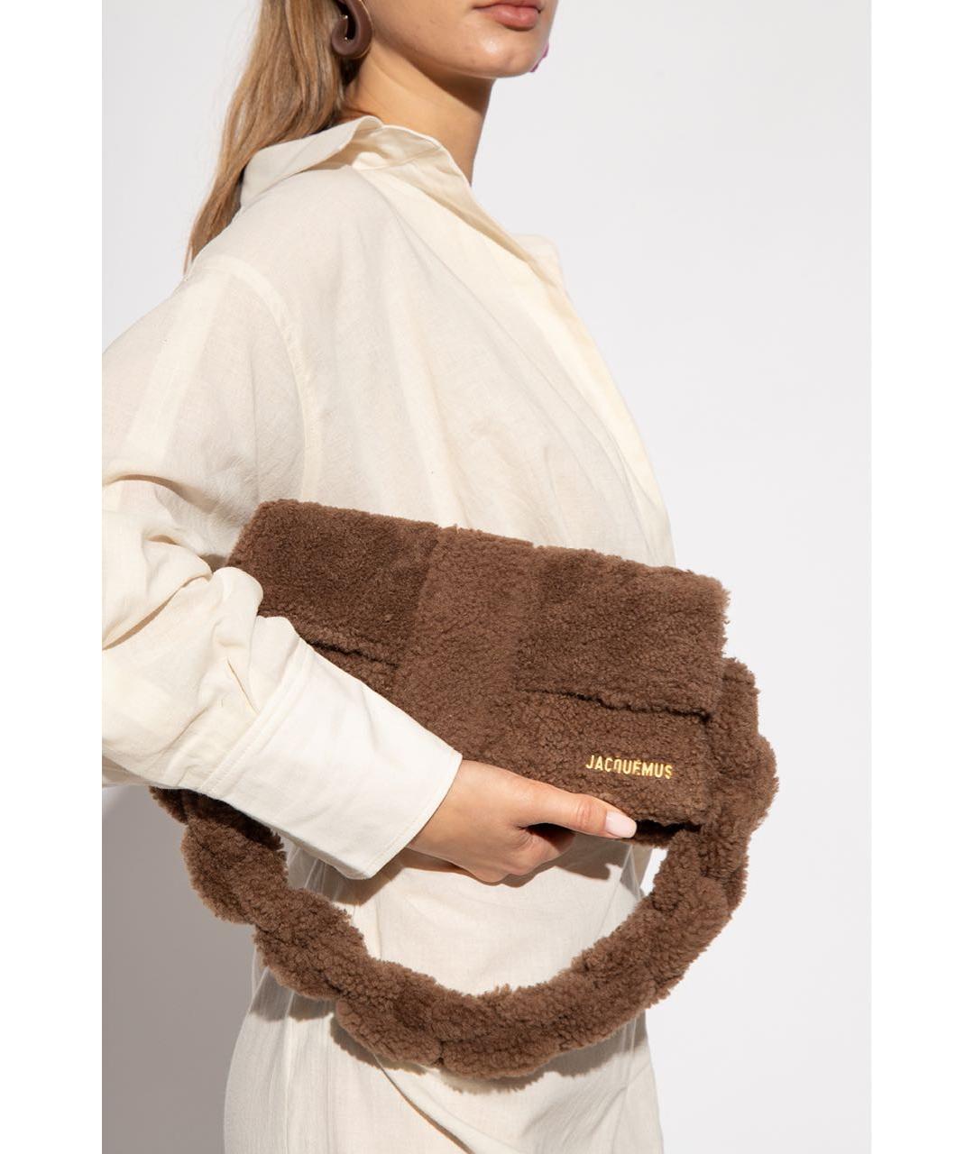 JACQUEMUS Коричневая меховая сумка через плечо, фото 3