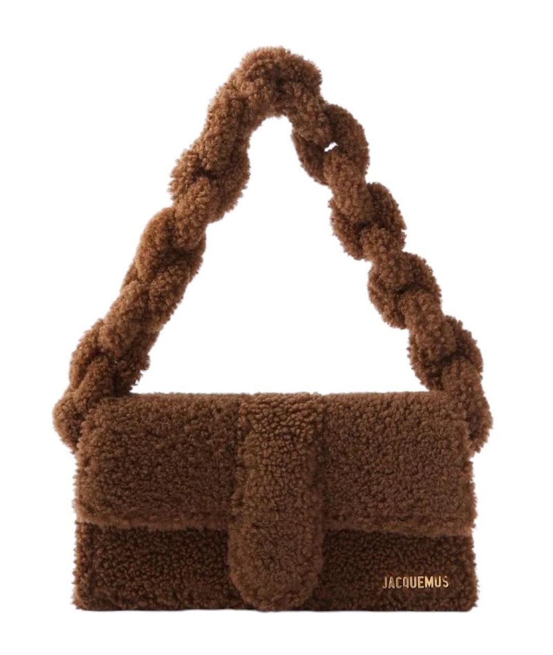 JACQUEMUS Коричневая меховая сумка через плечо, фото 1