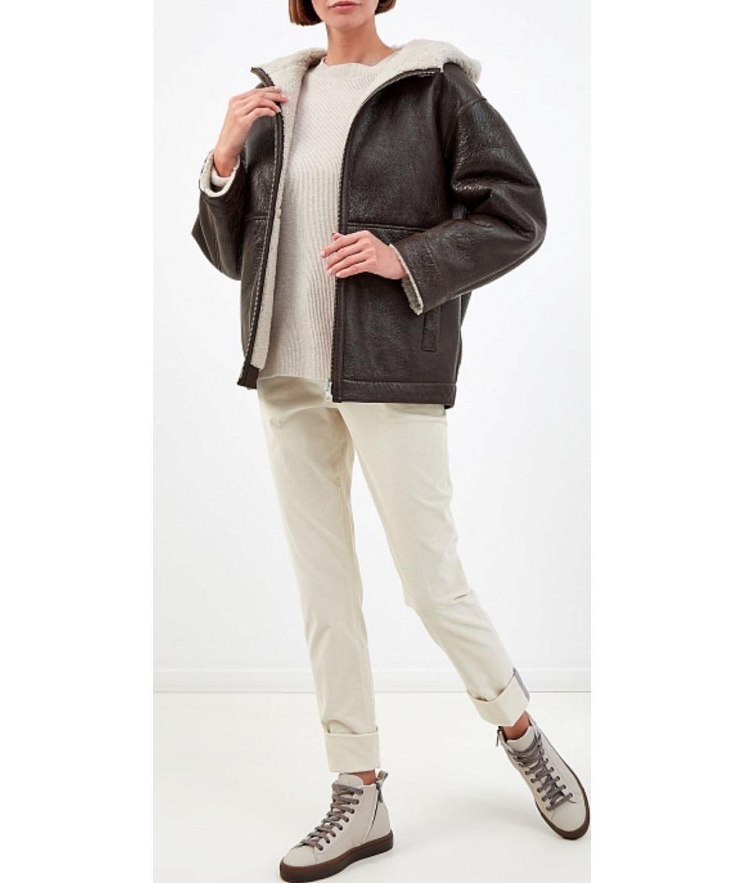 YVES SALOMON Коричневая кожаная дубленка, фото 6