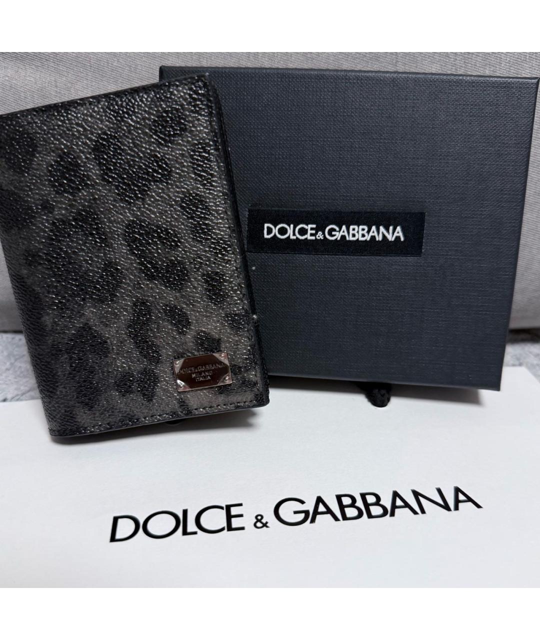 DOLCE&GABBANA Серый кожаный кошелек, фото 3