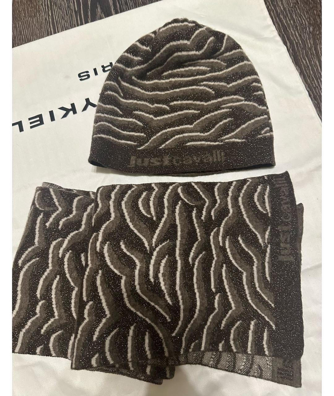 JUST CAVALLI Коричневая шерстяная шапка, фото 8