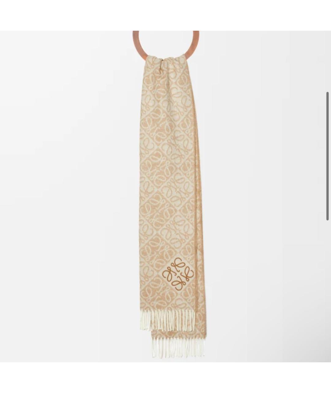 LOEWE Бежевый кашемировый шарф, фото 3