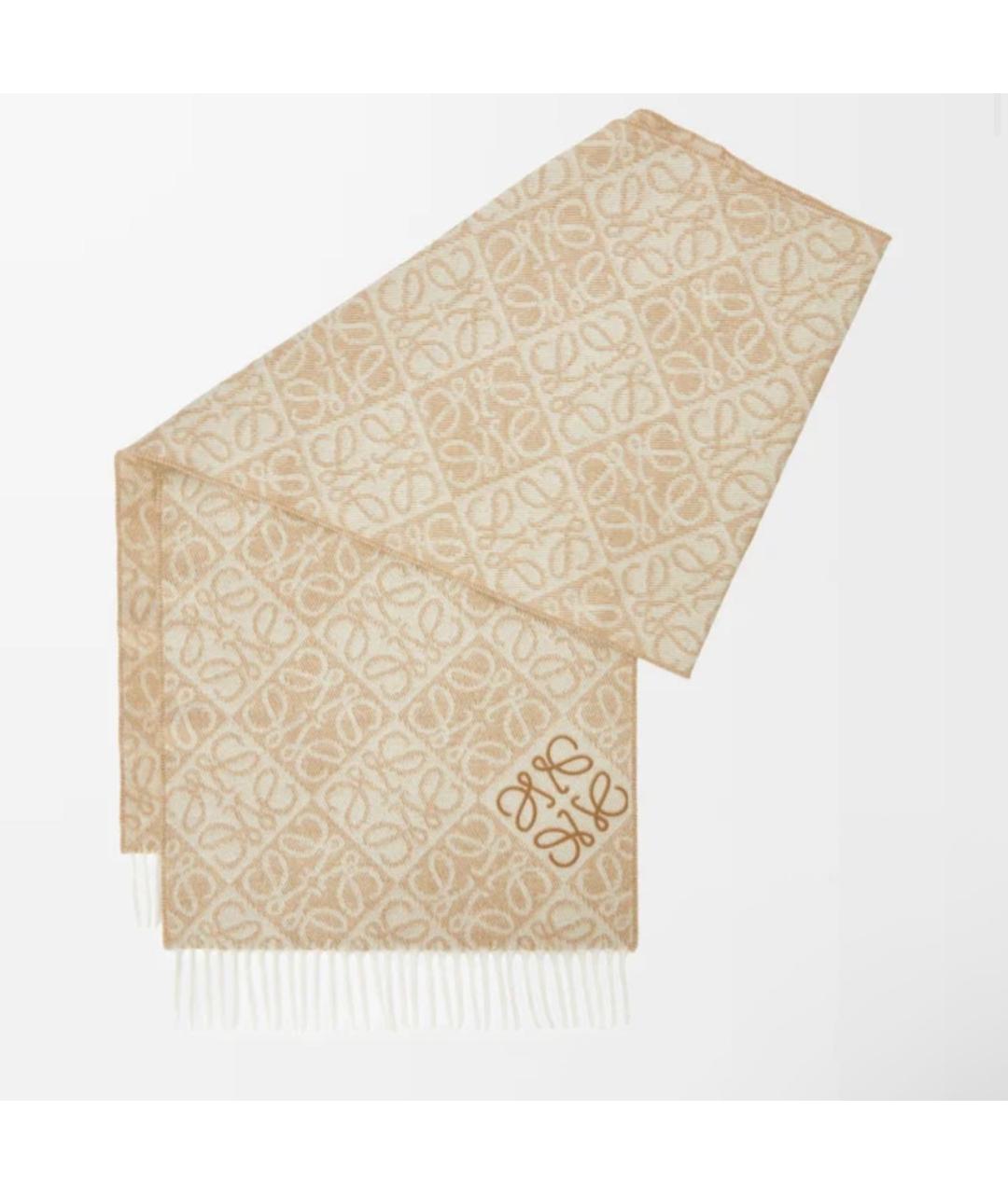 LOEWE Бежевый кашемировый шарф, фото 5