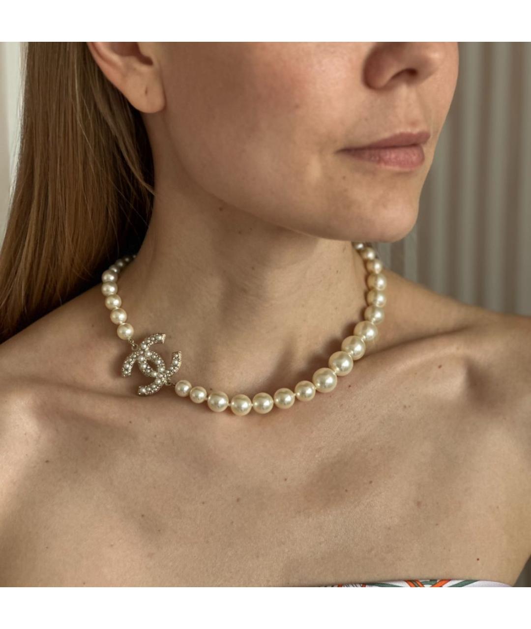 CHANEL Белое жемчужное колье, фото 2