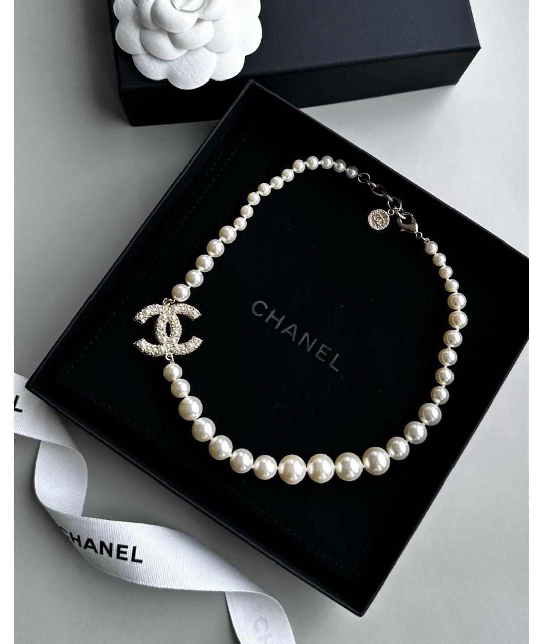 CHANEL Белое жемчужное колье, фото 4