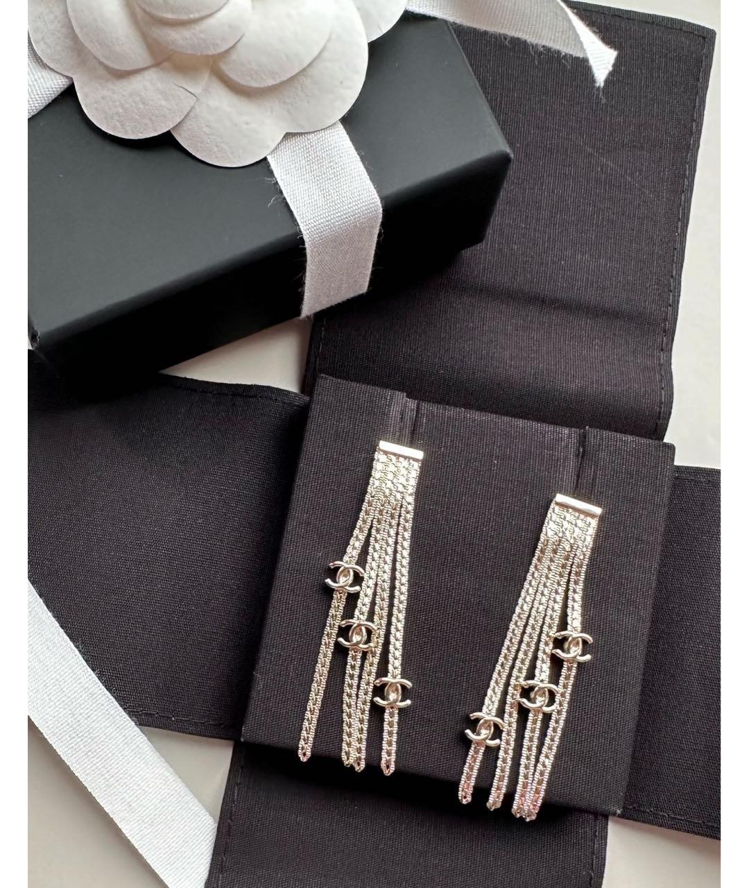 CHANEL Серебряные металлические серьги, фото 2