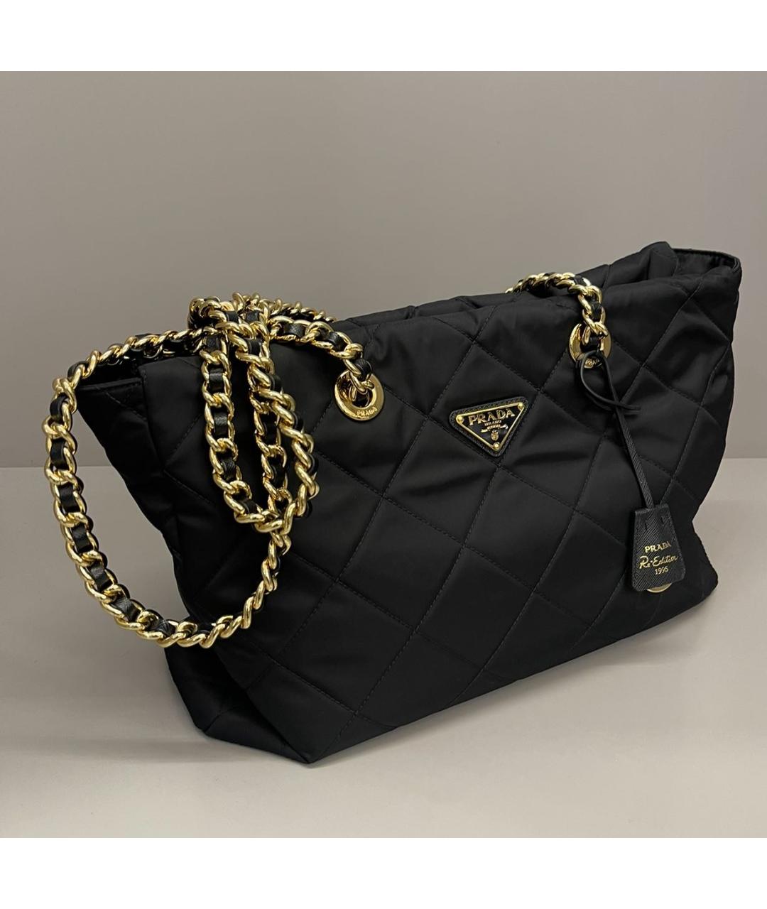 PRADA Черная тканевая сумка тоут, фото 2